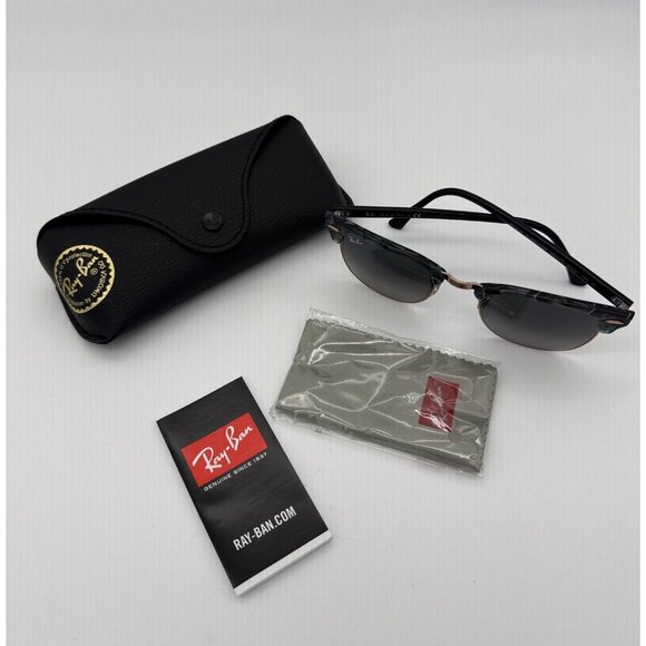 Ray Ban RB3016‎ Clubmaster Fleck Sunglasses Grey Green Gradient Gold trim main image 4